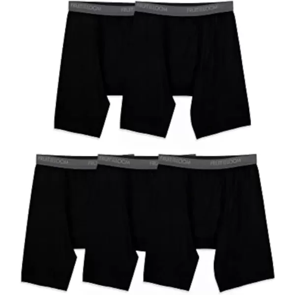 imageFruit of the Loom Mens Micro Stretch Boxer Briefs Designed to Move with You Lightweight ampamp Moisture WickingLong Leg 5 Pack  Black