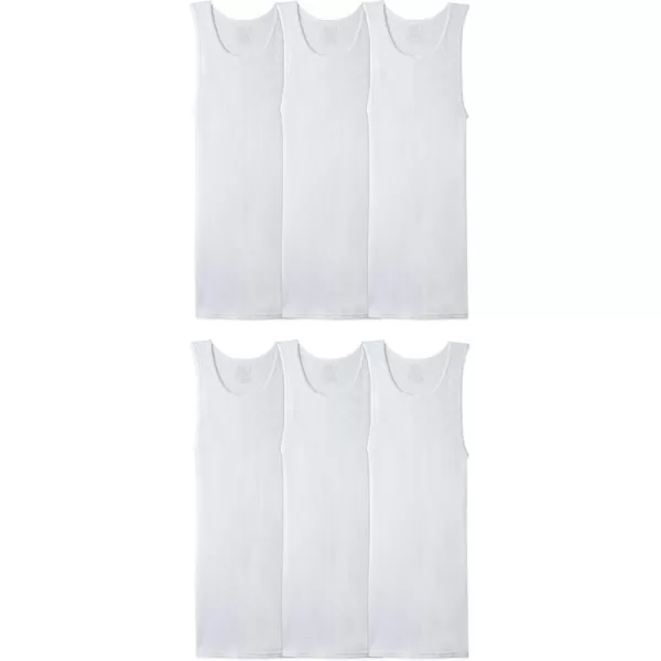 imageFruit of the Loom Mens Sleeveless Tank AShirt Tag Free ampamp Moisture Wicking Ribbed Stretch FabricBig Man  6 Pack  White