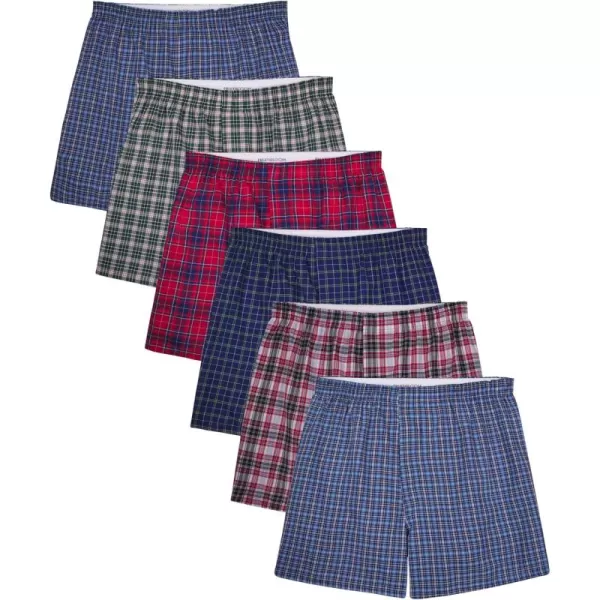 imageFruit of the Loom Mens Tag Free Woven Boxer Shorts Relaxed Fit Moisture Wicking Assorted Color MultipacksAssorted Plaid