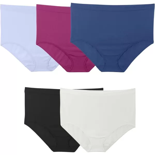 imageFruit of the Loom Womens No Show Seamless Underwear Amazing Stretch ampamp No Panty Lines Available in Plus SizePlus Size Brief  5 Pack  BlackWhiteBlue