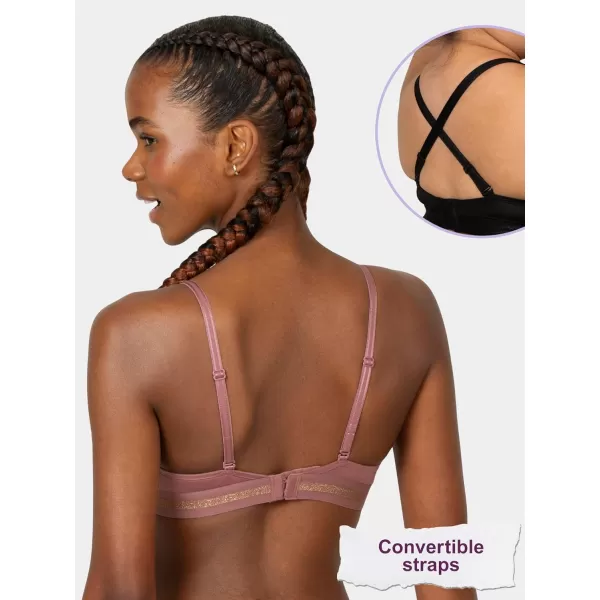 imageFruit of the Loom A Fresh Collection FOMO Free 2Pack Womens Triangle Bralettes  Modern Comfort ampamp Sleek DesignPremium PlumBlack Hue