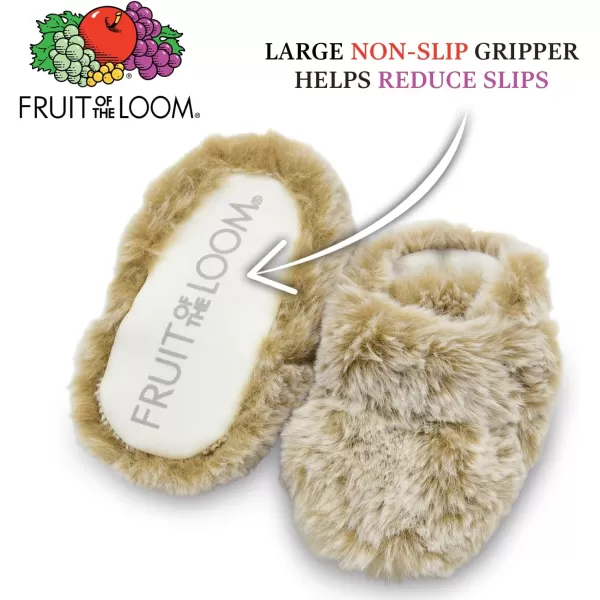 imageFruit of the Loom Cozy Thermal Wrap Booties with NonSkids for Baby Girls Boys UnisexCaramel Faux Fur