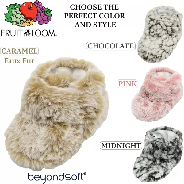 imageFruit of the Loom Cozy Thermal Wrap Booties with NonSkids for Baby Girls Boys UnisexCaramel Faux Fur