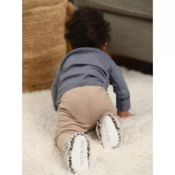 imageFruit of the Loom Cozy Thermal Wrap Booties with NonSkids for Baby Girls Boys UnisexChocolate Sherpa