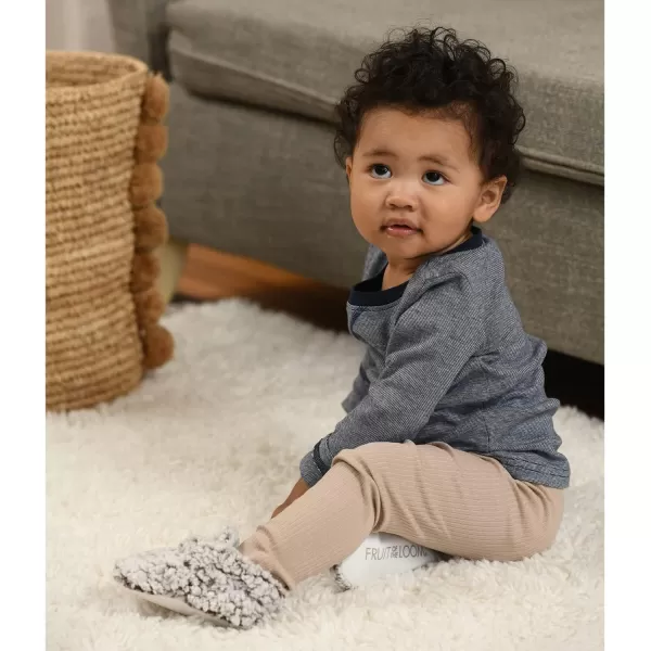 imageFruit of the Loom Cozy Thermal Wrap Booties with NonSkids for Baby Girls Boys UnisexChocolate Sherpa