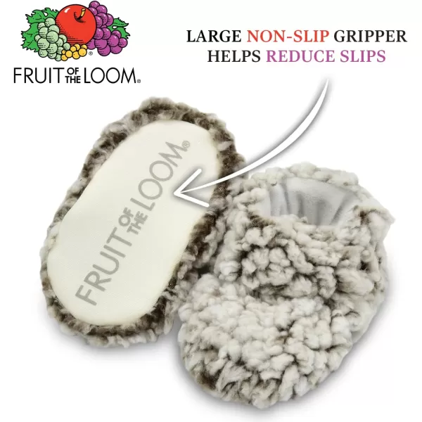 imageFruit of the Loom Cozy Thermal Wrap Booties with NonSkids for Baby Girls Boys UnisexChocolate Sherpa