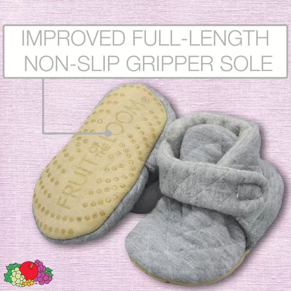 imageFruit of the Loom Cozy Thermal Wrap Booties with NonSkids for Baby Girls Boys UnisexGrey Jersey