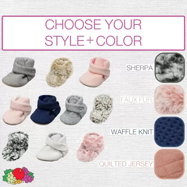 imageFruit of the Loom Cozy Thermal Wrap Booties with NonSkids for Baby Girls Boys UnisexGrey Waffle