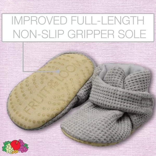 imageFruit of the Loom Cozy Thermal Wrap Booties with NonSkids for Baby Girls Boys UnisexGrey Waffle