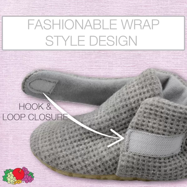 imageFruit of the Loom Cozy Thermal Wrap Booties with NonSkids for Baby Girls Boys UnisexGrey Waffle