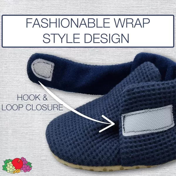 imageFruit of the Loom Cozy Thermal Wrap Booties with NonSkids for Baby Girls Boys UnisexNavy Waffle
