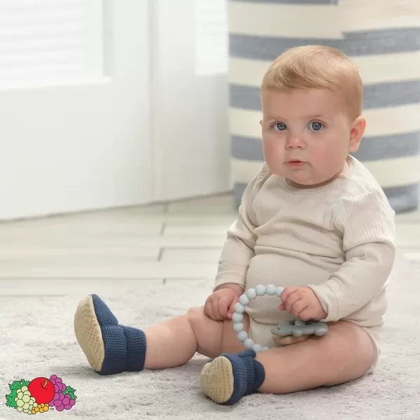 imageFruit of the Loom Cozy Thermal Wrap Booties with NonSkids for Baby Girls Boys UnisexNavy Waffle