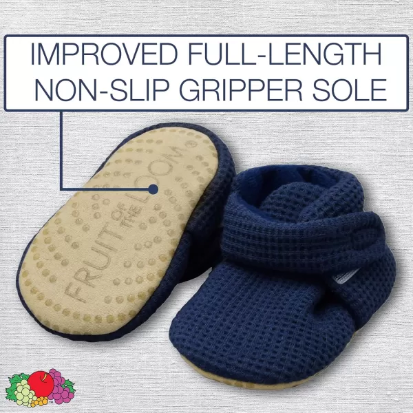 imageFruit of the Loom Cozy Thermal Wrap Booties with NonSkids for Baby Girls Boys UnisexNavy Waffle