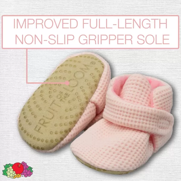 imageFruit of the Loom Cozy Thermal Wrap Booties with NonSkids for Baby Girls Boys UnisexPink Waffle