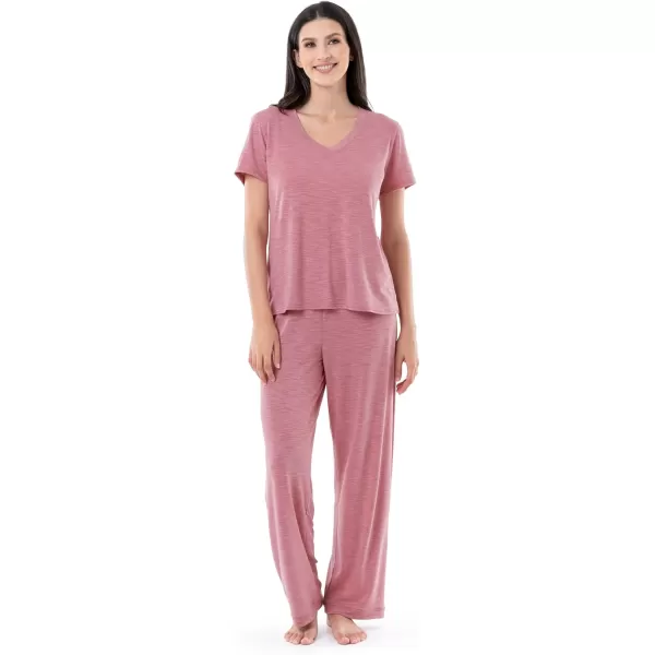 imageFruit of the Loom Womens Short Sleeve Tee and Pant 2 Piece Sleep Pajama SetAntique Heather Blush