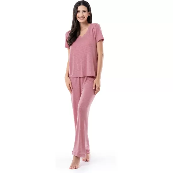 imageFruit of the Loom Womens Short Sleeve Tee and Pant 2 Piece Sleep Pajama SetAntique Heather Blush