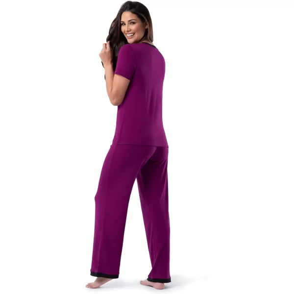 imageFruit of the Loom Womens Short Sleeve Tee and Pant 2 Piece Sleep Pajama SetBerry