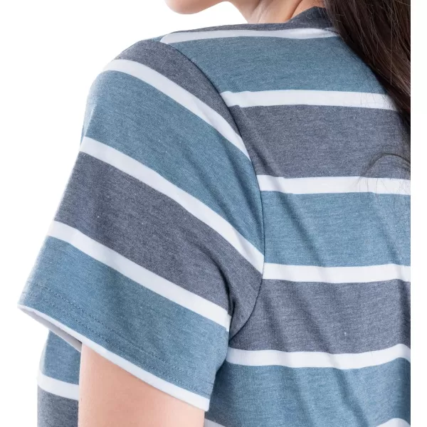imageFruit of the Loom Womens Short Sleeve Tee and Pant 2 Piece Sleep Pajama SetBlue Stripe