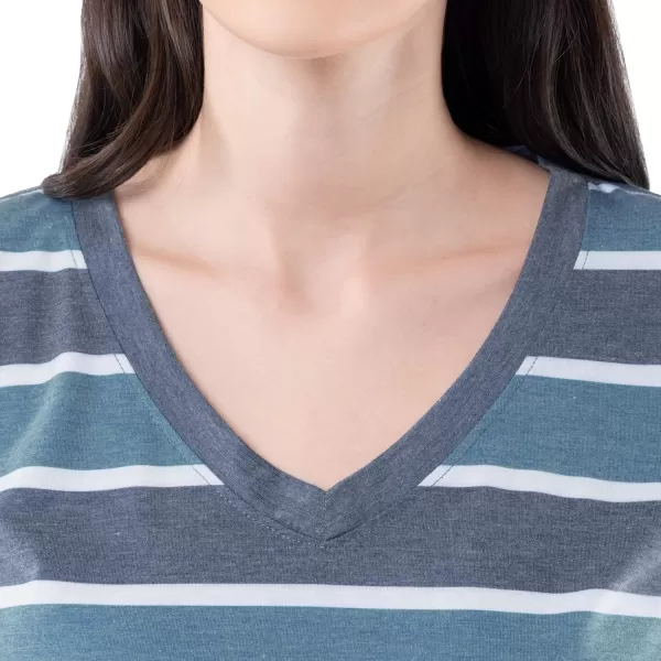 imageFruit of the Loom Womens Short Sleeve Tee and Pant 2 Piece Sleep Pajama SetBlue Stripe