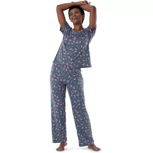 imageFruit of the Loom Womens Short Sleeve Tee and Pant 2 Piece Sleep Pajama SetFloral