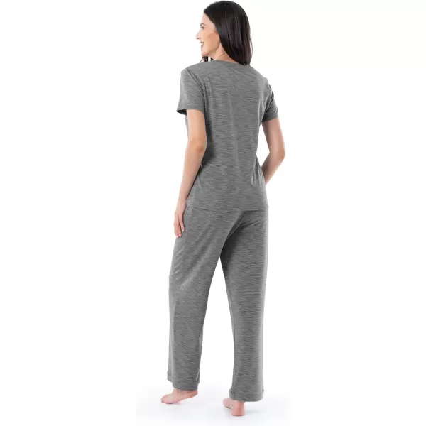 imageFruit of the Loom Womens Short Sleeve Tee and Pant 2 Piece Sleep Pajama SetHeather Grey