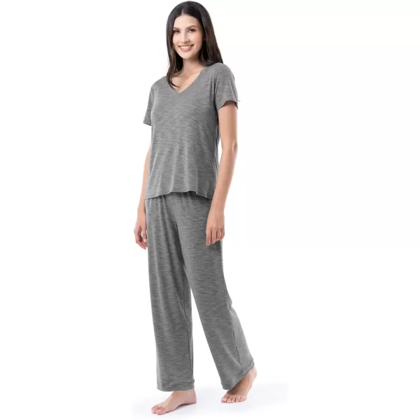 imageFruit of the Loom Womens Short Sleeve Tee and Pant 2 Piece Sleep Pajama SetHeather Grey
