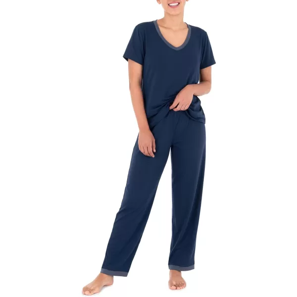 imageFruit of the Loom Womens Short Sleeve Tee and Pant 2 Piece Sleep Pajama SetMidnight Blue