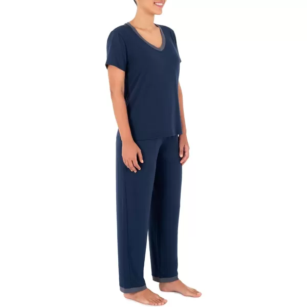 imageFruit of the Loom Womens Short Sleeve Tee and Pant 2 Piece Sleep Pajama SetMidnight Blue