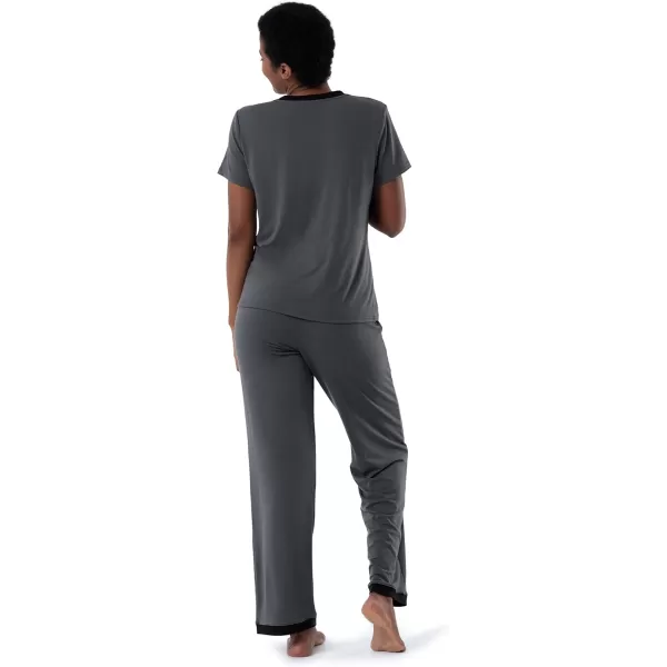 imageFruit of the Loom Womens Short Sleeve Tee and Pant 2 Piece Sleep Pajama SetSoft Grey