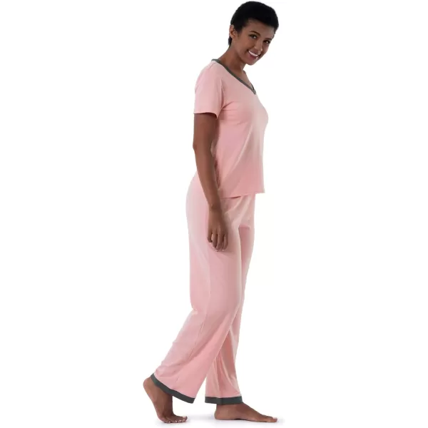 imageFruit of the Loom Womens Short Sleeve Tee and Pant 2 Piece Sleep Pajama SetSoft Pink