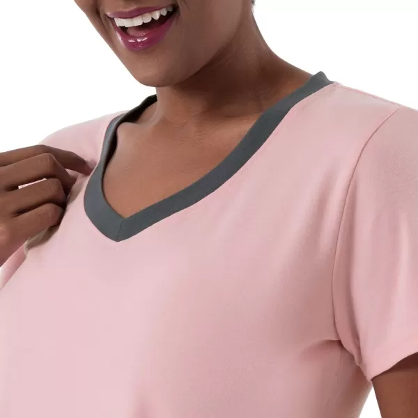 imageFruit of the Loom Womens Short Sleeve Tee and Pant 2 Piece Sleep Pajama SetSoft Pink