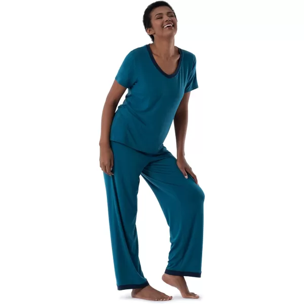 imageFruit of the Loom Womens Short Sleeve Tee and Pant 2 Piece Sleep Pajama SetTurquoise
