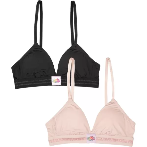 imageFruit of the Loom A Fresh Collection FOMO Free 2Pack Womens Triangle Bralettes  Modern Comfort ampamp Sleek DesignRose ShadowBlack Hue