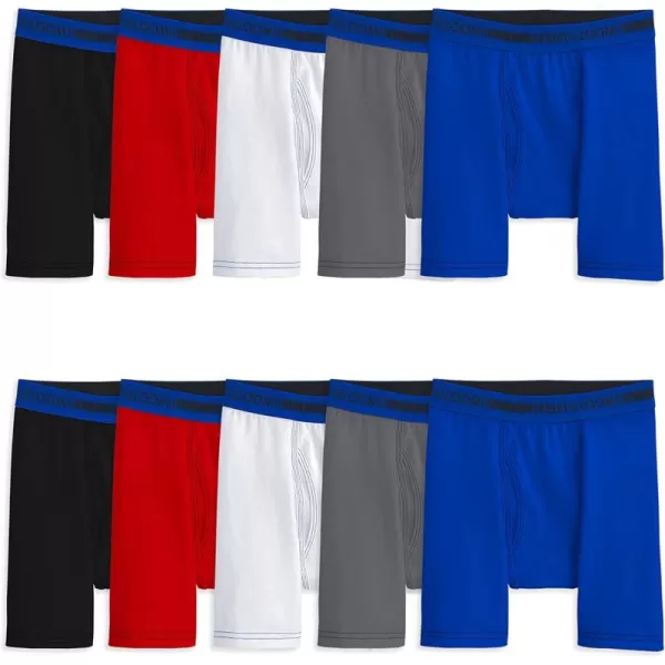 imageFruit of the Loom Boys 360 Stretch Boxer BriefsBoys  10 Pack  Cotton Stretch  BlackRedBlue