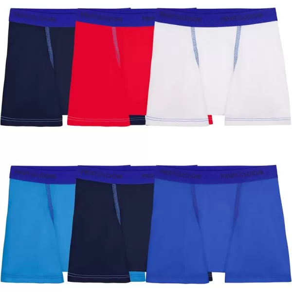 imageFruit of the Loom Boys 360 Stretch Boxer BriefsToddler  6 Pack  Cotton Stretch  BlueWhiteRed