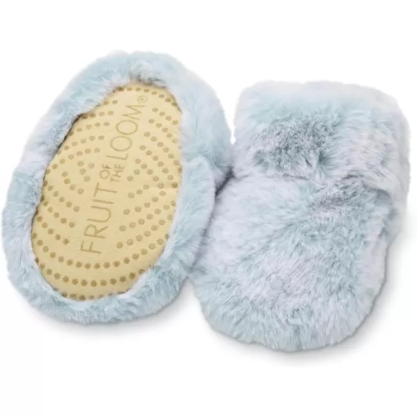 imageFruit of the Loom Cozy Thermal Wrap Booties with NonSkids for Baby Girls Boys UnisexBaby Blue Faux Fur