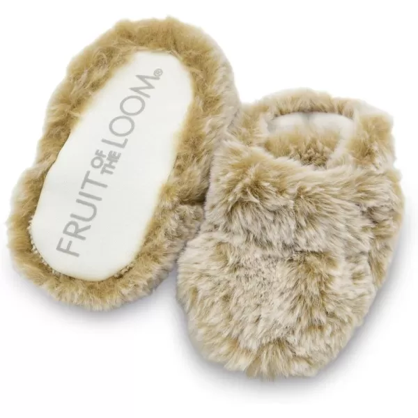 imageFruit of the Loom Cozy Thermal Wrap Booties with NonSkids for Baby Girls Boys UnisexCaramel Faux Fur