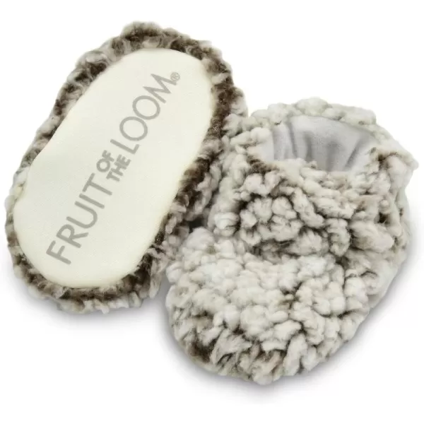 imageFruit of the Loom Cozy Thermal Wrap Booties with NonSkids for Baby Girls Boys UnisexChocolate Sherpa