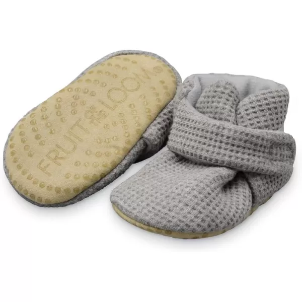 imageFruit of the Loom Cozy Thermal Wrap Booties with NonSkids for Baby Girls Boys UnisexGrey Waffle
