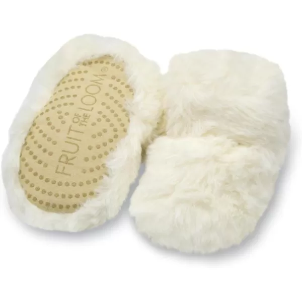 imageFruit of the Loom Cozy Thermal Wrap Booties with NonSkids for Baby Girls Boys UnisexIvory Faux Fur