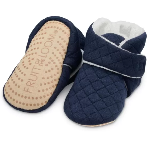 imageFruit of the Loom Cozy Thermal Wrap Booties with NonSkids for Baby Girls Boys UnisexNavy Jersey