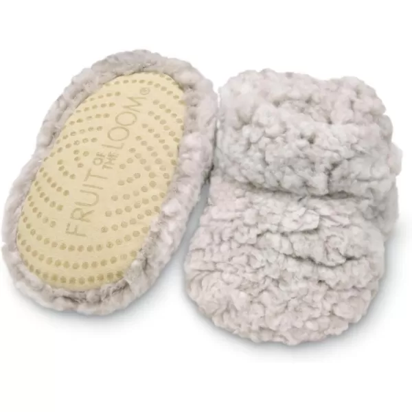 imageFruit of the Loom Cozy Thermal Wrap Booties with NonSkids for Baby Girls Boys UnisexOatmeal Sherpa