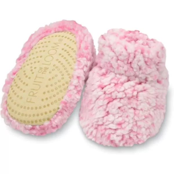 imageFruit of the Loom Cozy Thermal Wrap Booties with NonSkids for Baby Girls Boys UnisexPink Sherpa