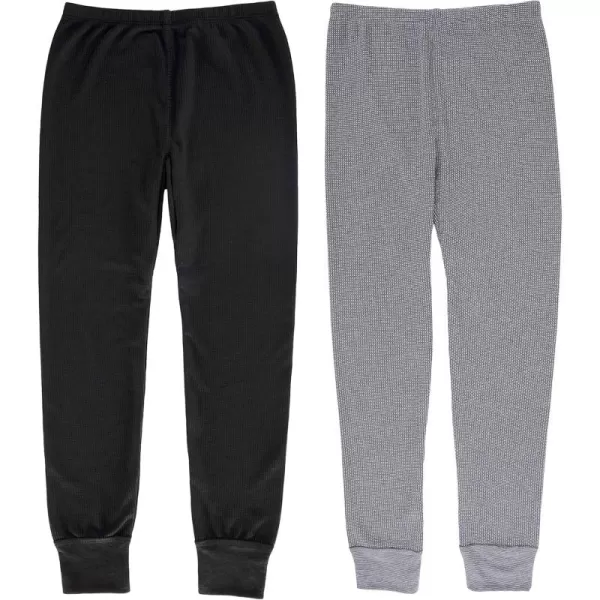 imageFruit of the Loom Girls Premium 2Pack Thermal Waffle BottomBlackHeather Greystone