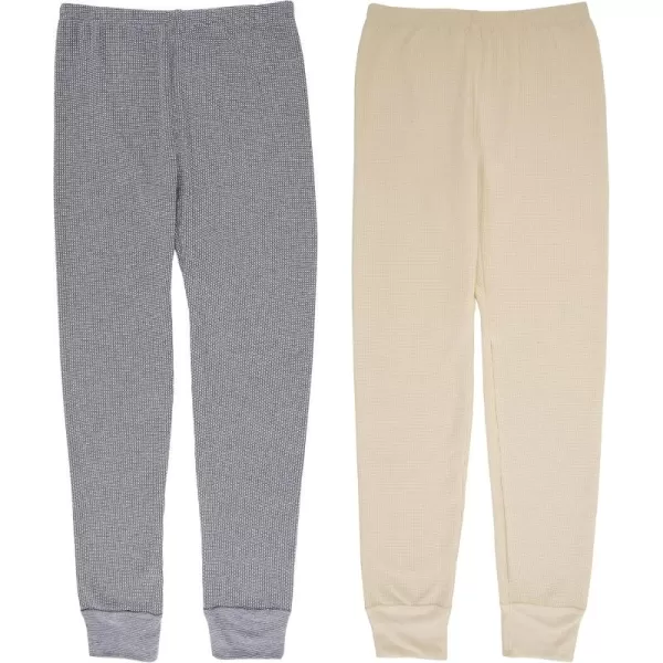 imageFruit of the Loom Girls Premium 2Pack Thermal Waffle BottomHeather GreystoneNatural