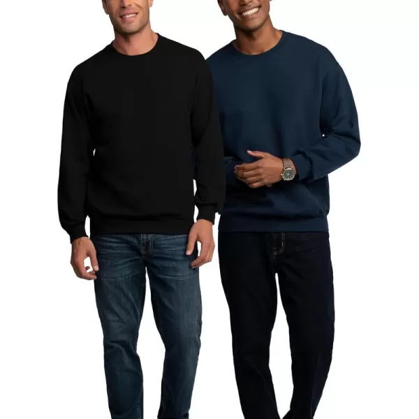 imageFruit of the Loom Mens Eversoft Fleece Crewneck Sweatshirts Moisture Wicking ampamp Breathable Sizes S4X 2 PackBlackNavy Small