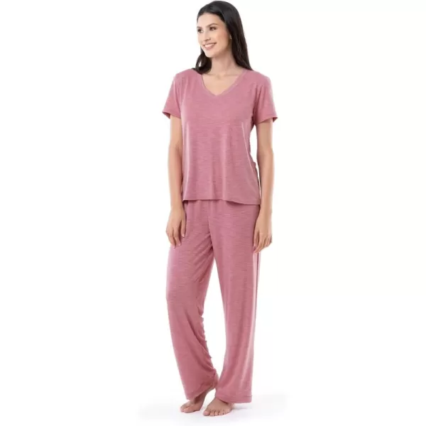 imageFruit of the Loom Womens Short Sleeve Tee and Pant 2 Piece Sleep Pajama SetAntique Heather Blush