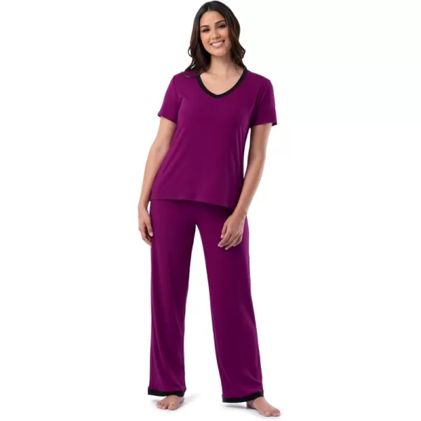 imageFruit of the Loom Womens Short Sleeve Tee and Pant 2 Piece Sleep Pajama SetBerry