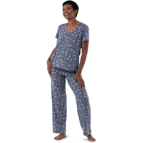 imageFruit of the Loom Womens Short Sleeve Tee and Pant 2 Piece Sleep Pajama SetFloral