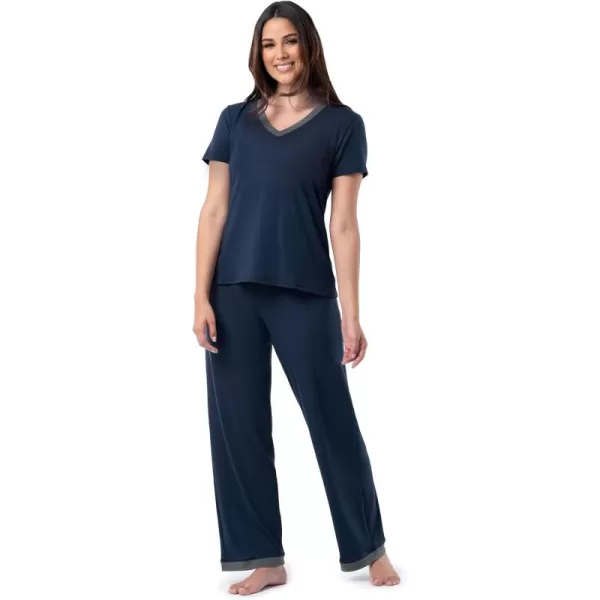 imageFruit of the Loom Womens Short Sleeve Tee and Pant 2 Piece Sleep Pajama SetMidnight Blue